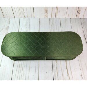 Vintage Glove Box MCM Green Satin Diamond Quilted Retro Glam 13.5 inches *READ*